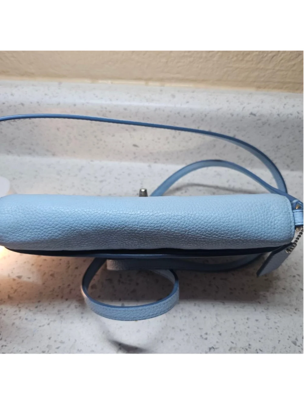 Coach Blue Pebbled Leather Turnlock Crossbody Bag